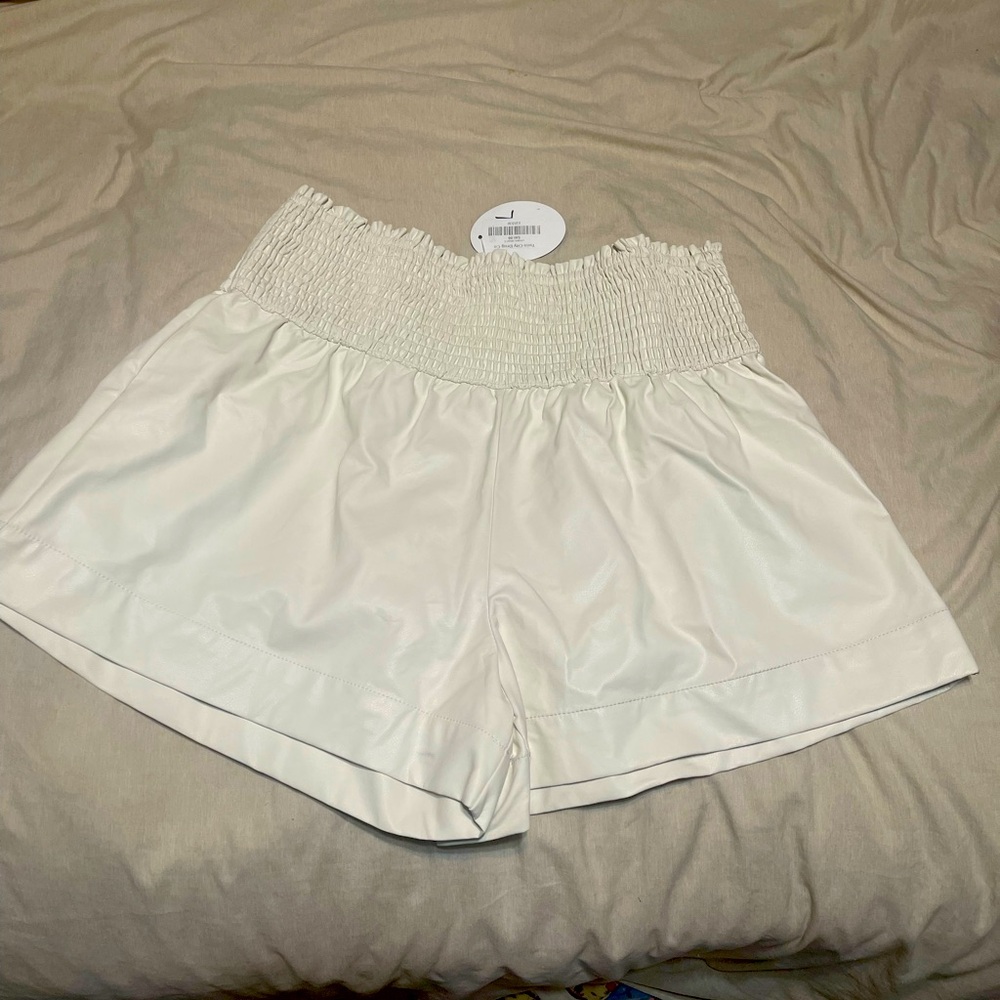 Faux leather shorts.  Off white.  Size large.